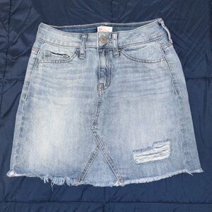 Distressed Denim Skirt